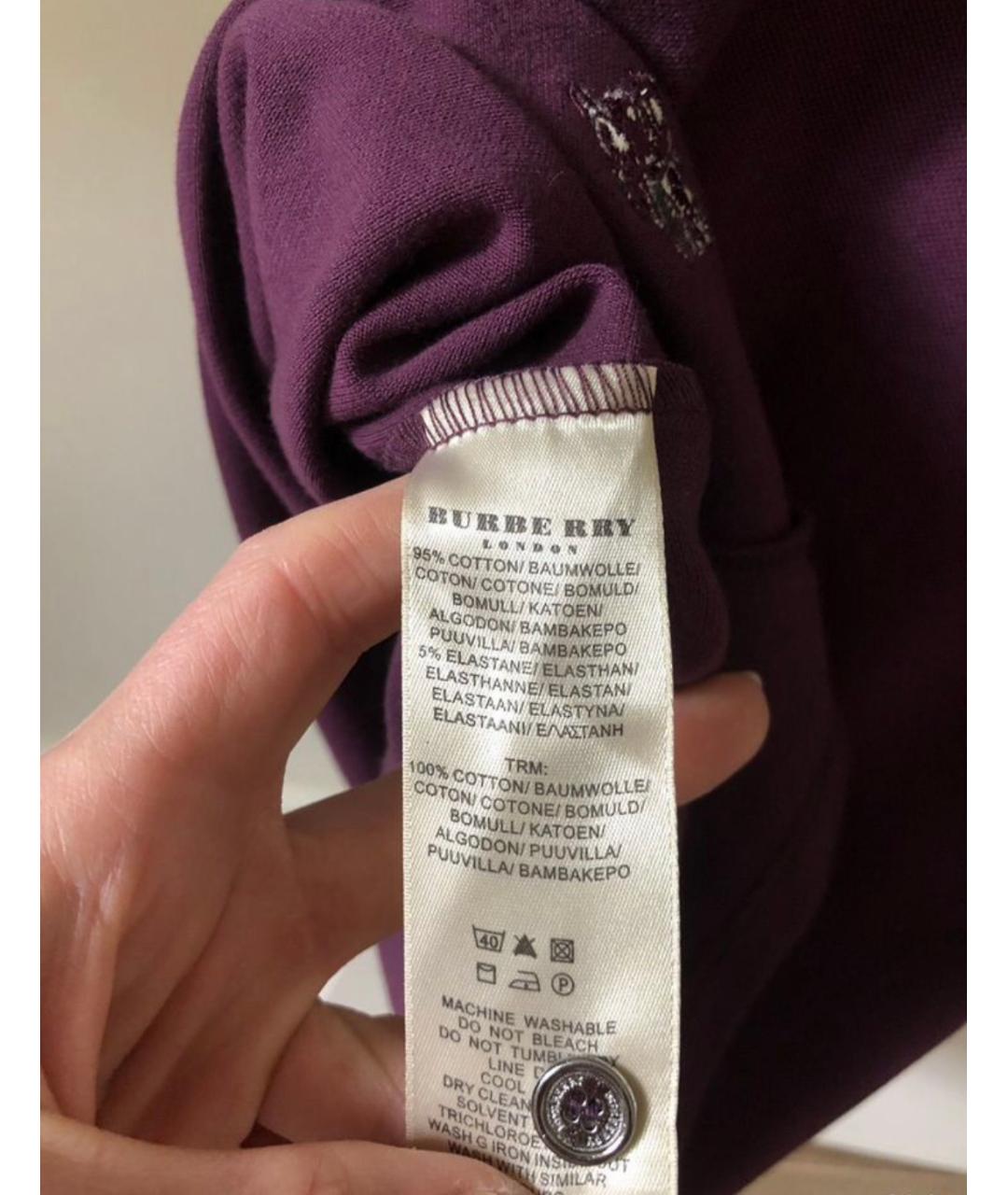 BURBERRY Фиолетовая хлопковая футболка, фото 6