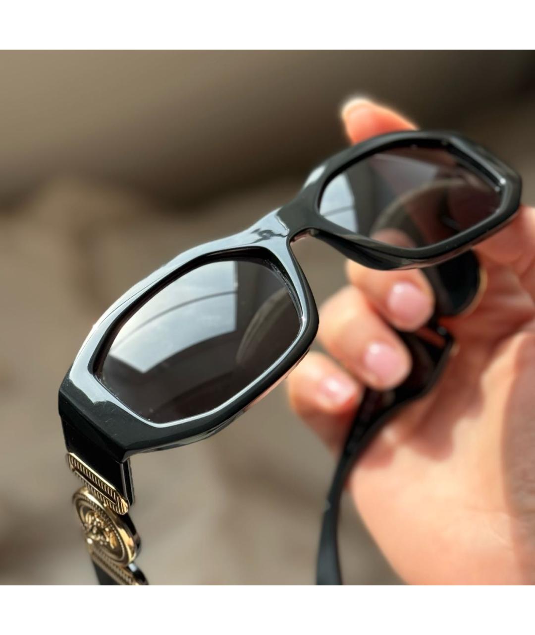 VERSACE Черные пластиковые солнцезащитные очки, фото 5
