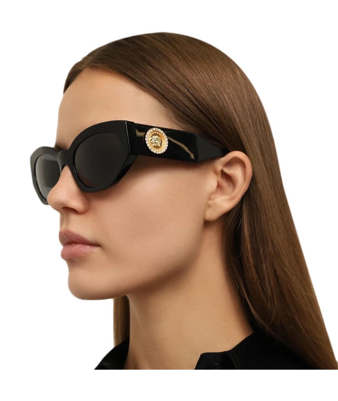 VERSACE Черные пластиковые солнцезащитные очки, фото 3