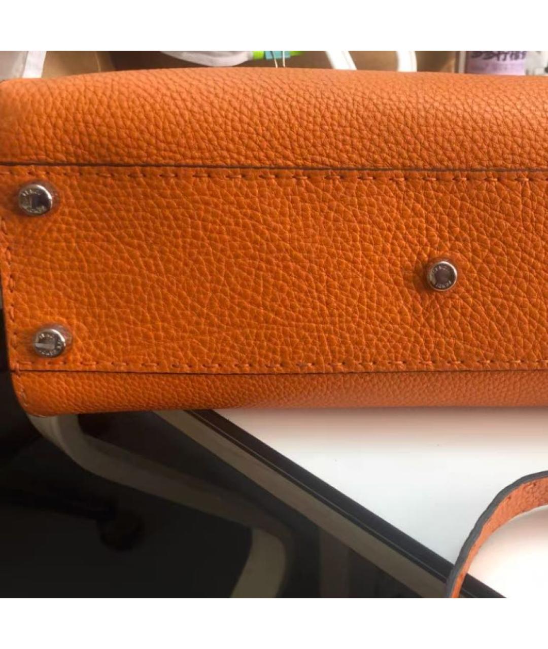 FENDI Оранжевая кожаная сумка тоут, фото 5
