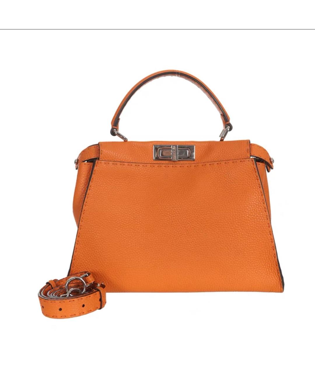 FENDI Оранжевая кожаная сумка тоут, фото 6