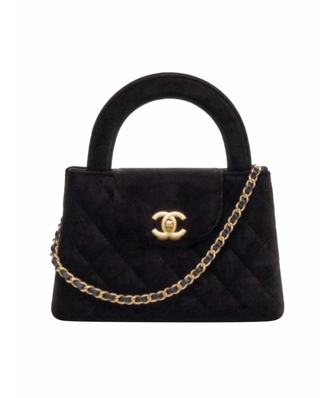 CHANEL Черная бархатная сумка с короткими ручками, фото 1