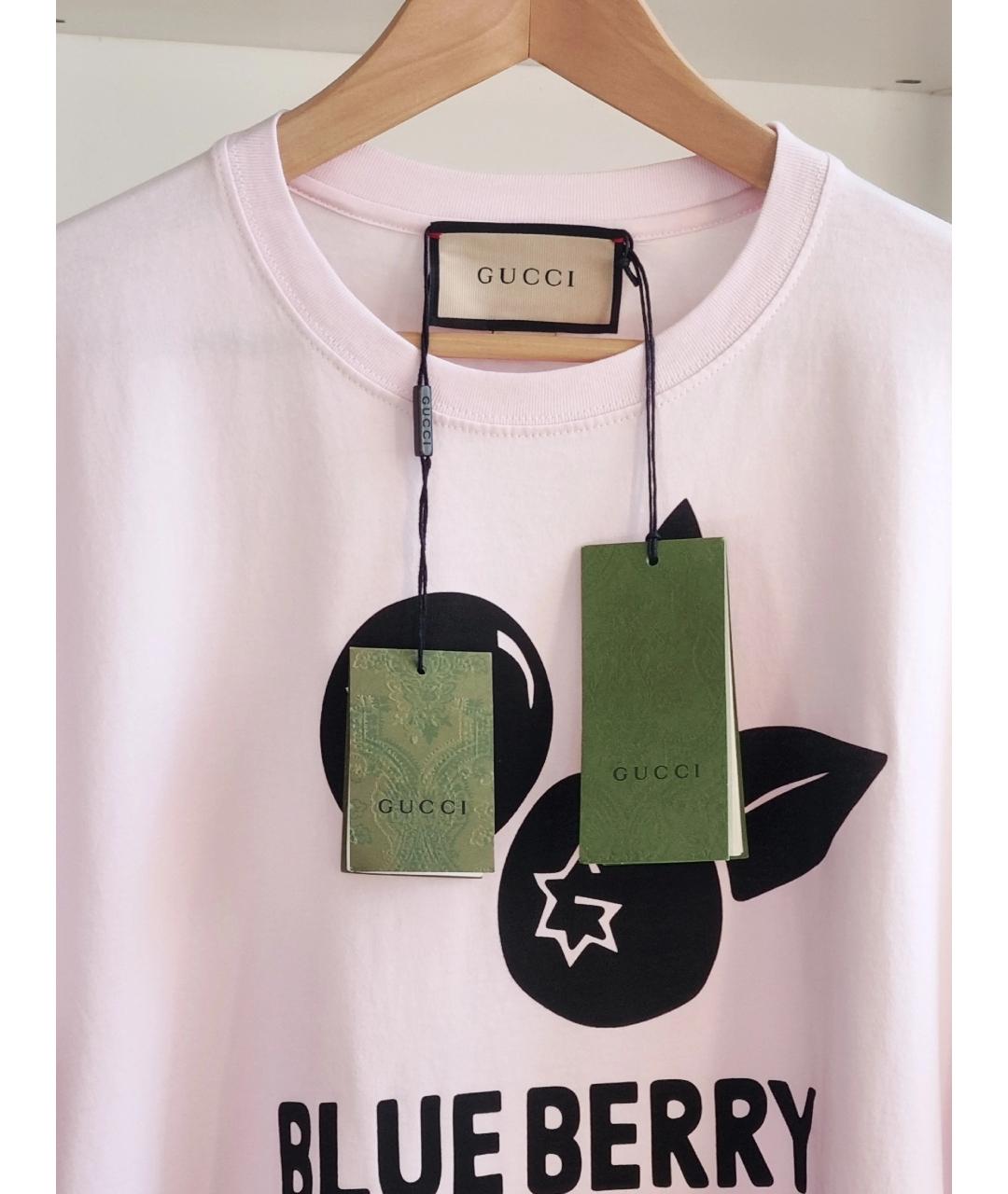 GUCCI Розовая хлопковая футболка, фото 2