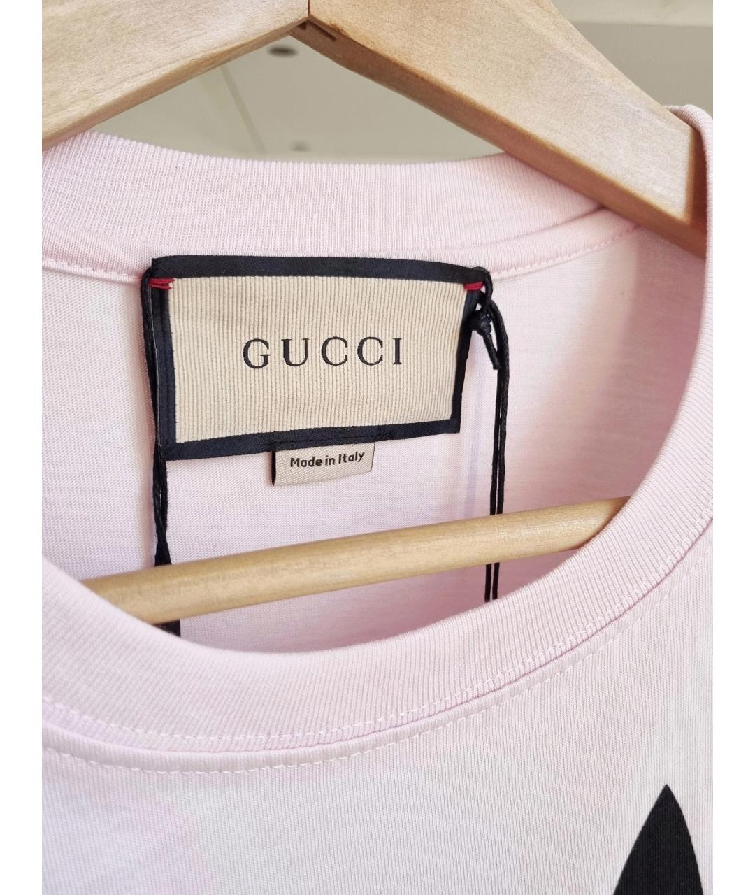GUCCI Розовая хлопковая футболка, фото 4