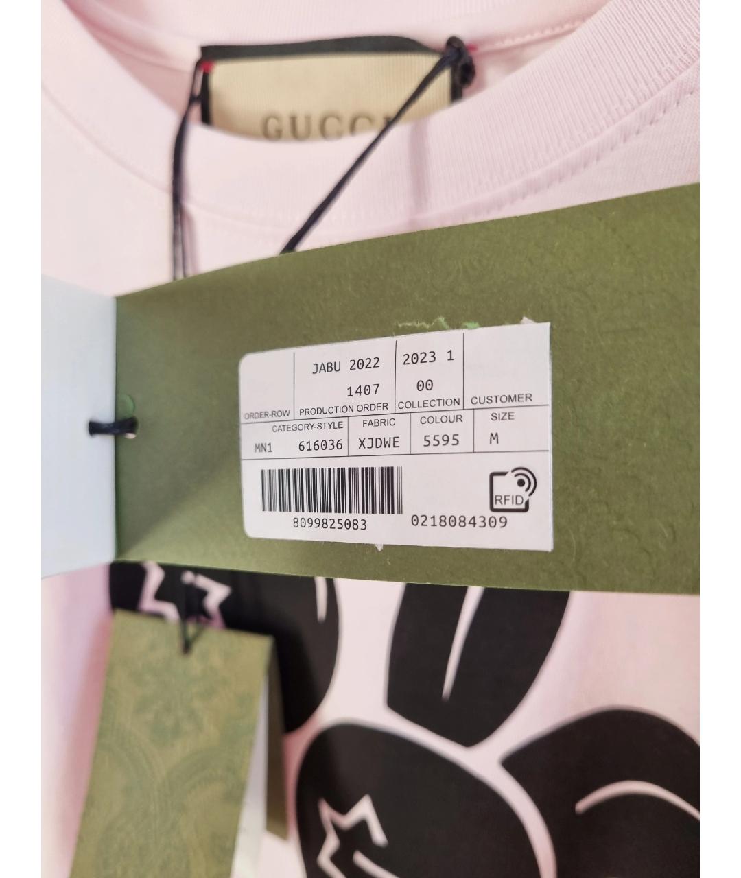 GUCCI Розовая хлопковая футболка, фото 7