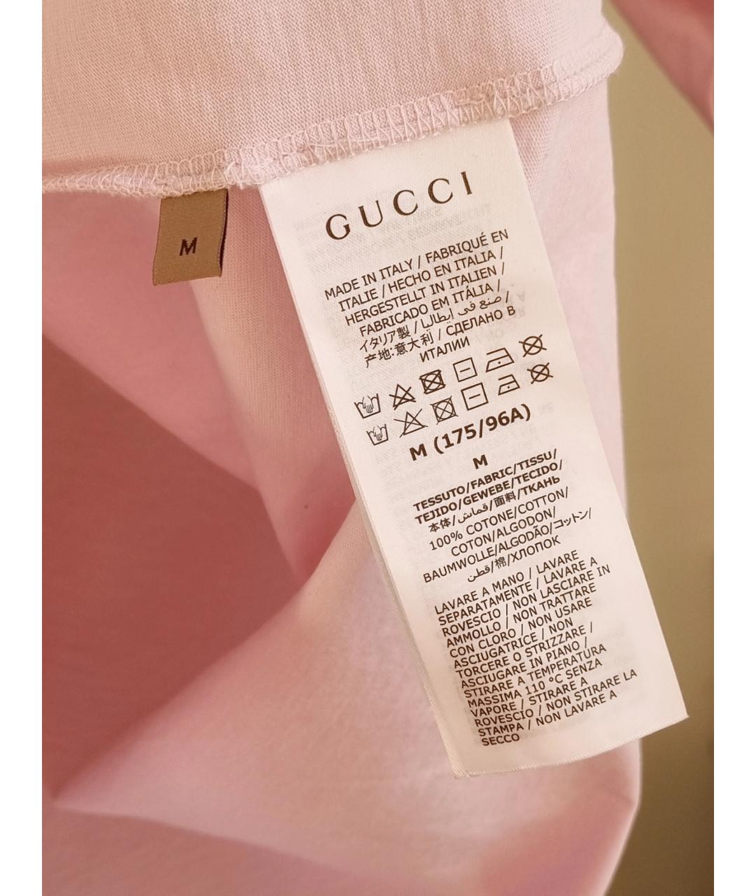 GUCCI Розовая хлопковая футболка, фото 5