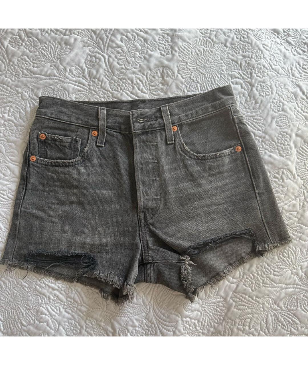 LEVI'S Черные деним шорты, фото 8