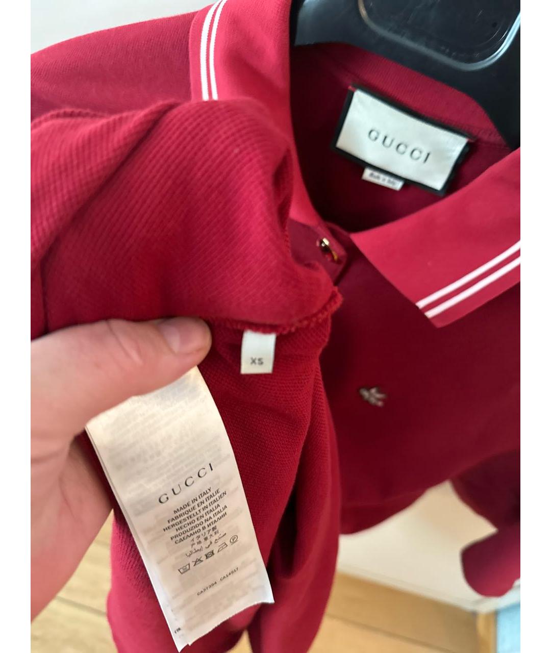 GUCCI Бордовая хлопковая футболка, фото 7