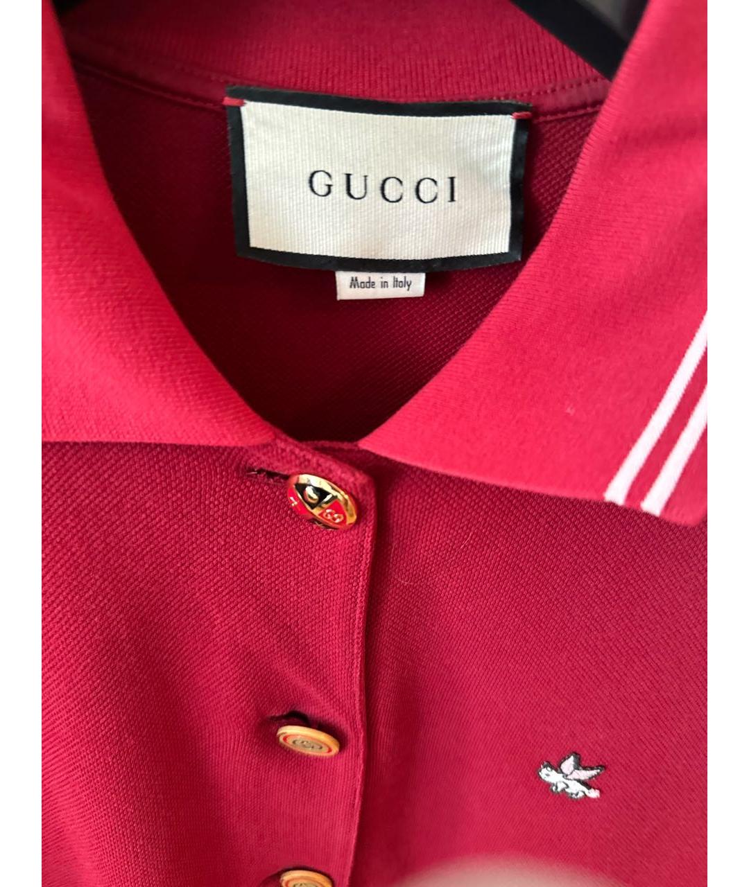 GUCCI Бордовая хлопковая футболка, фото 3