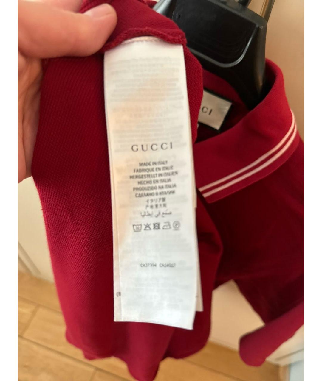GUCCI Бордовая хлопковая футболка, фото 6