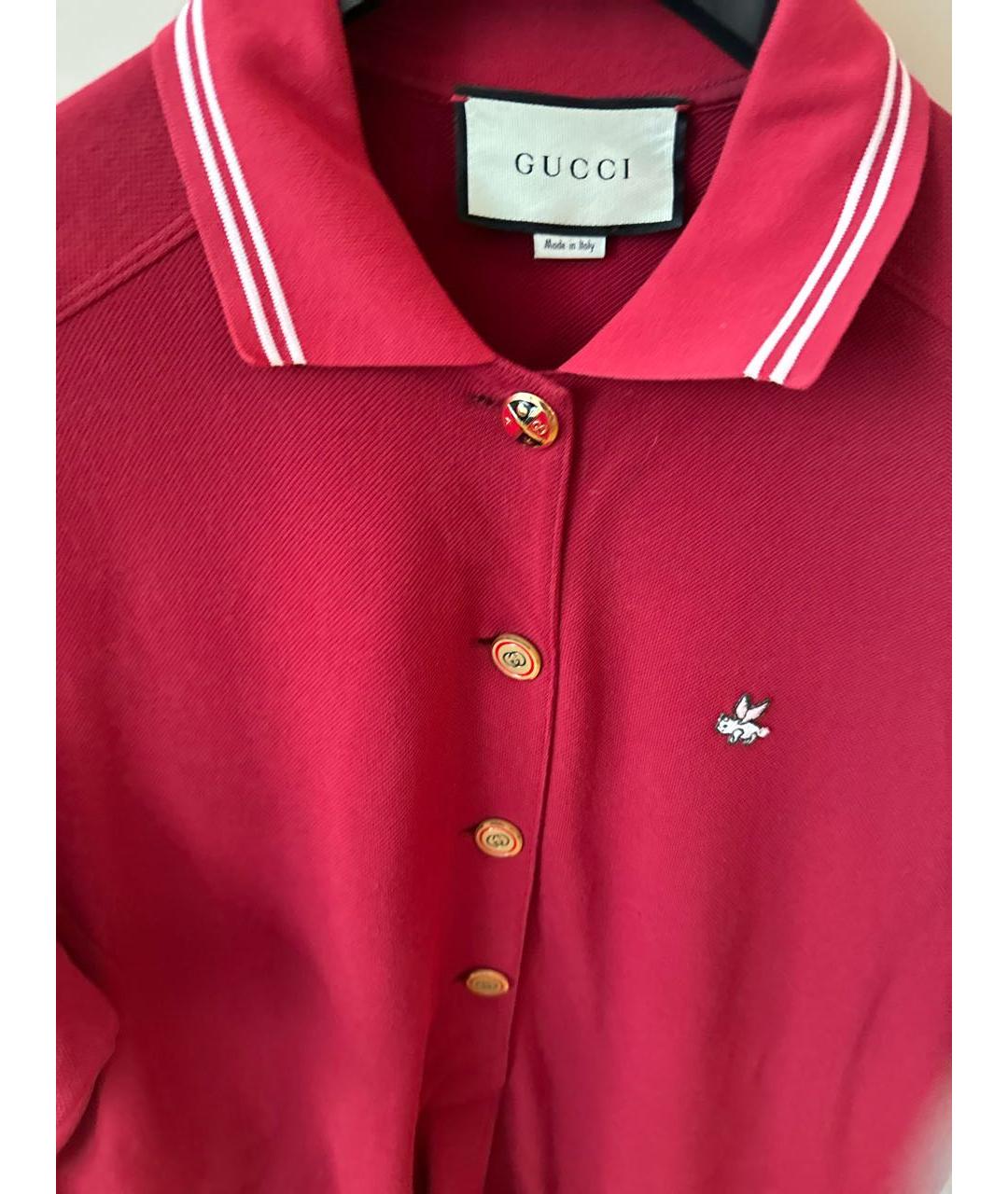 GUCCI Бордовая хлопковая футболка, фото 8
