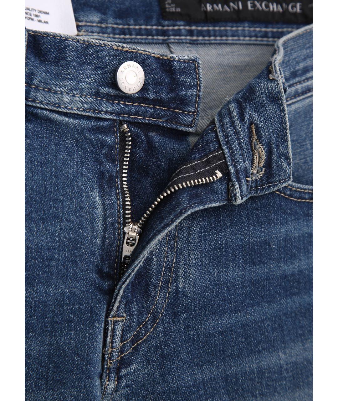 ARMANI EXCHANGE Темно-синие хлопко-эластановые джинсы скинни, фото 6