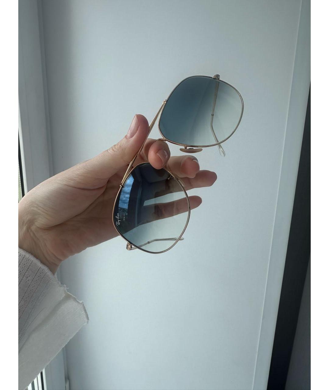 RAY BAN Голубые металлические солнцезащитные очки, фото 7