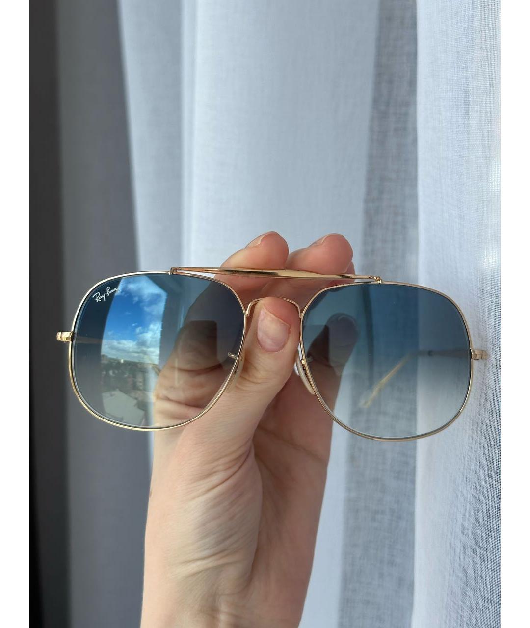 RAY BAN Голубые металлические солнцезащитные очки, фото 6