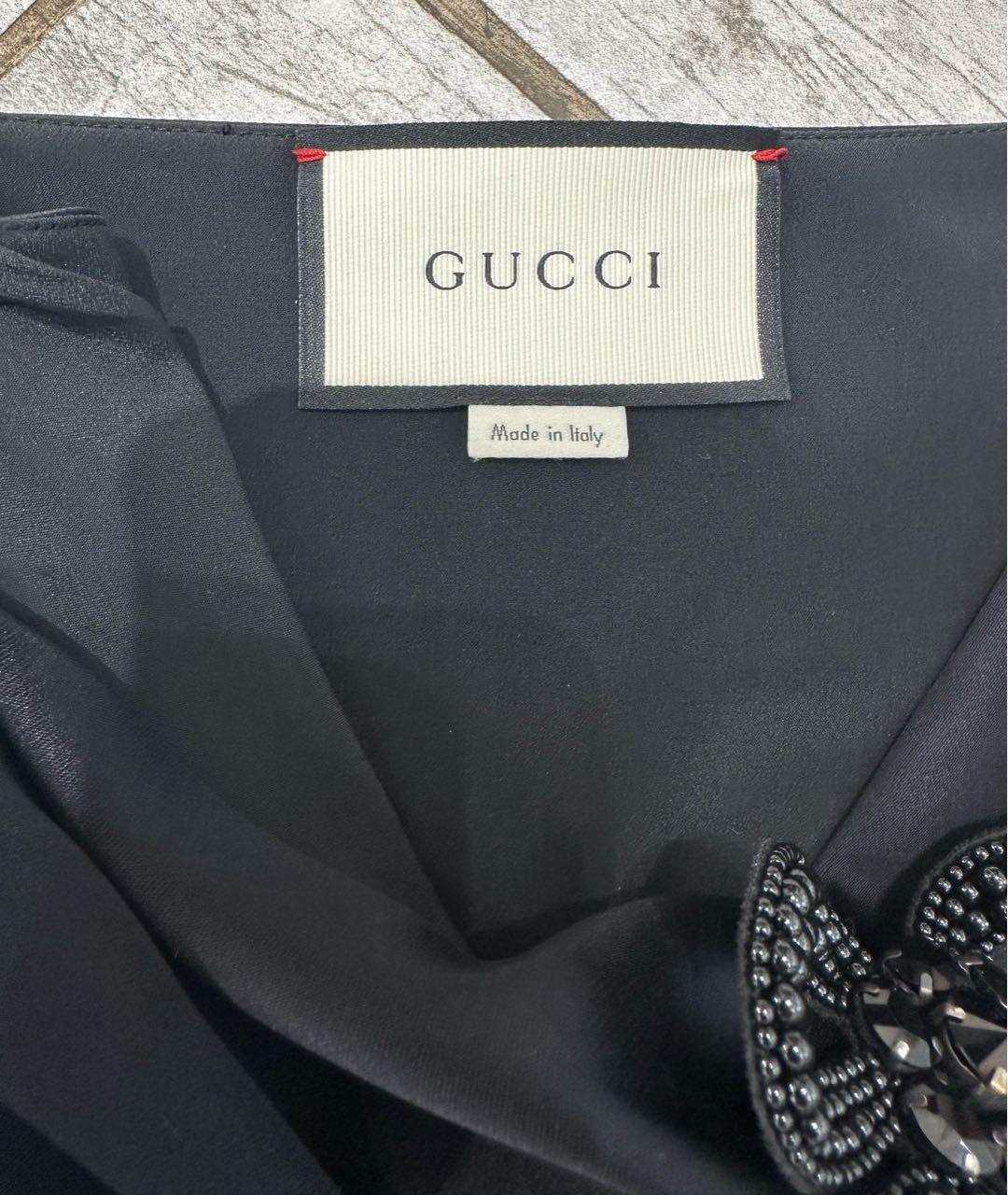GUCCI Черное шелковое коктейльное платье, фото 3