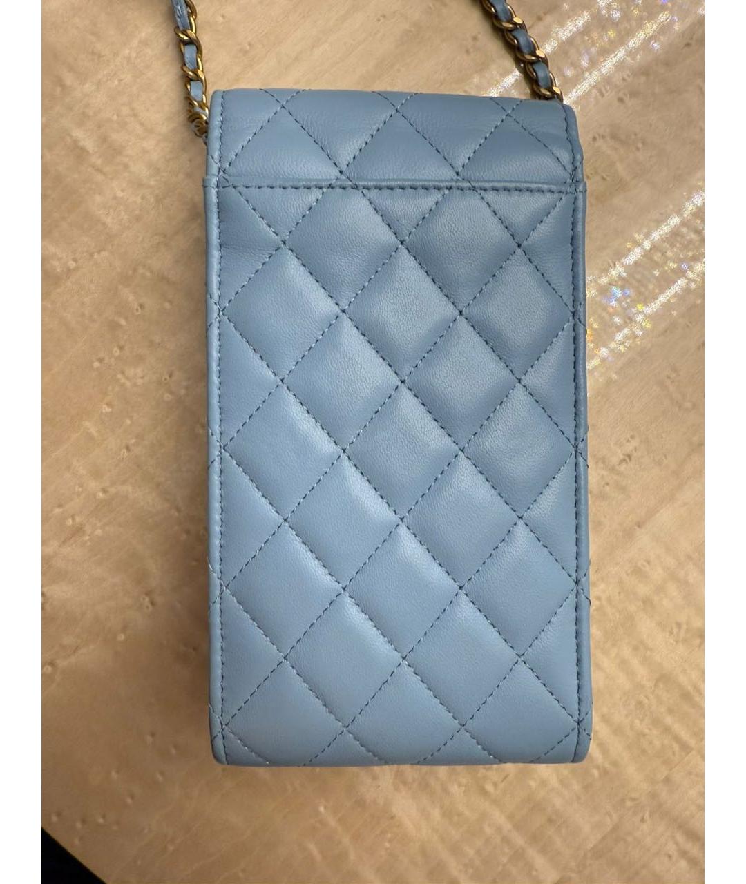 CHANEL Голубая кожаная сумка через плечо, фото 2