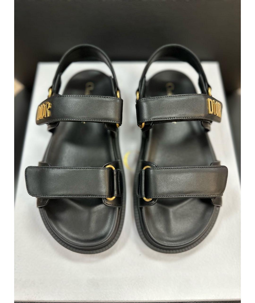 CHRISTIAN DIOR Черные кожаные сандалии, фото 3