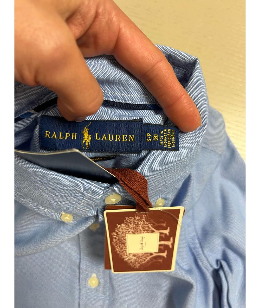 POLO RALPH LAUREN Голубая хлопковая детская рубашка, фото 3