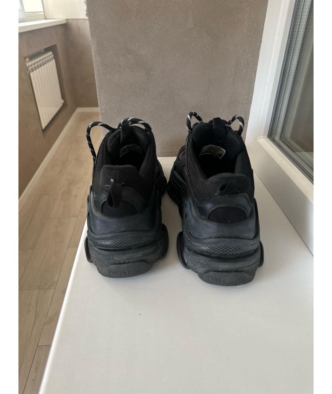BALENCIAGA Черные кожаные кроссовки, фото 4