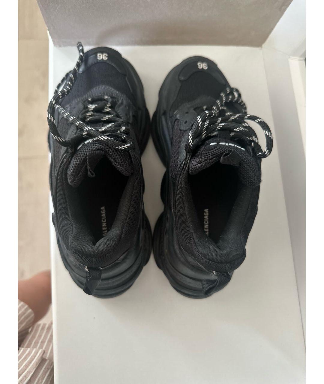 BALENCIAGA Черные кожаные кроссовки, фото 3