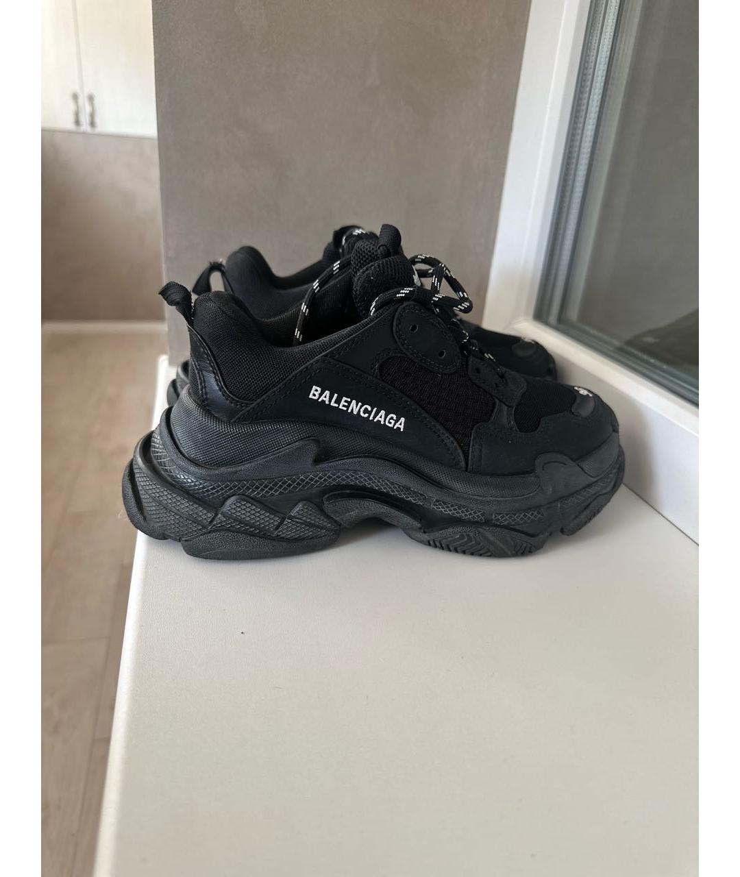 BALENCIAGA Черные кожаные кроссовки, фото 7