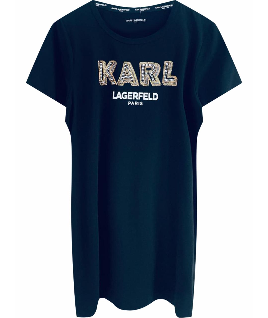 KARL LAGERFELD Черное хлопко-эластановое повседневное платье, фото 1