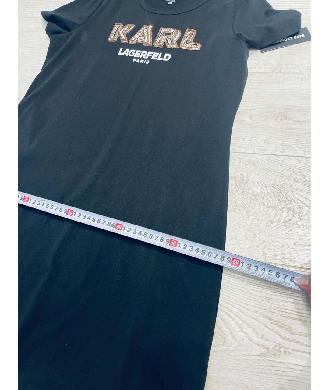 KARL LAGERFELD Черное хлопко-эластановое повседневное платье, фото 5