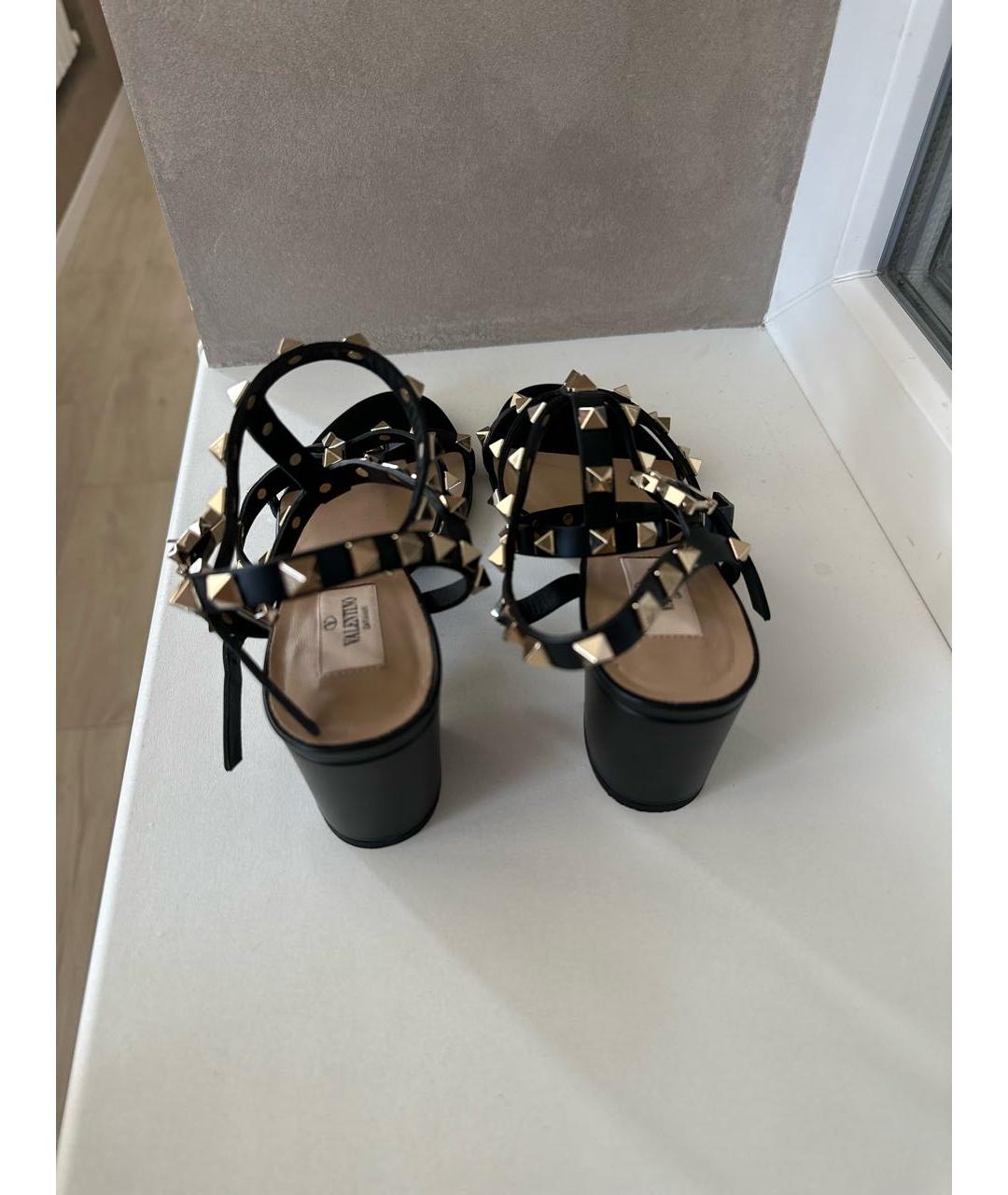VALENTINO Черные кожаные босоножки, фото 3