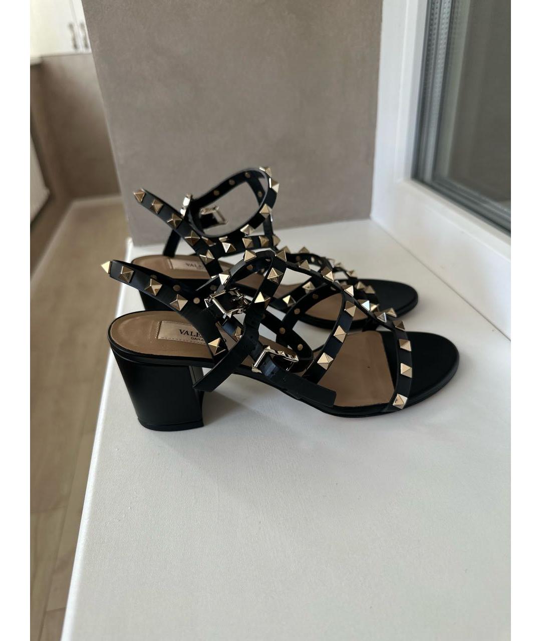 VALENTINO Черные кожаные босоножки, фото 9