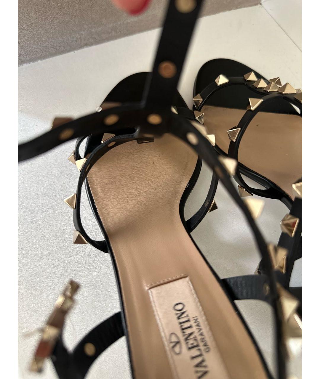 VALENTINO Черные кожаные босоножки, фото 6