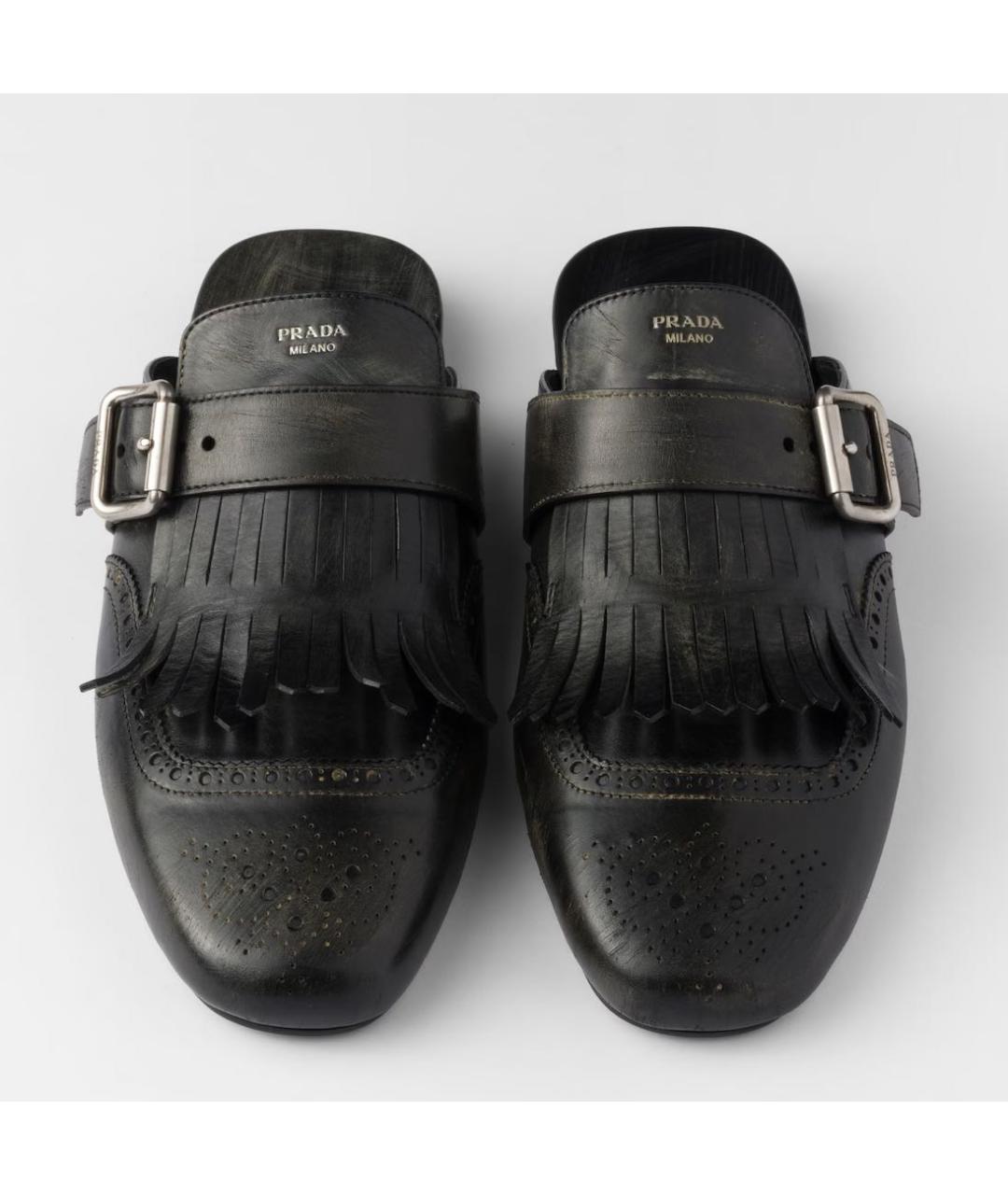 PRADA Черные кожаные мюли, фото 4