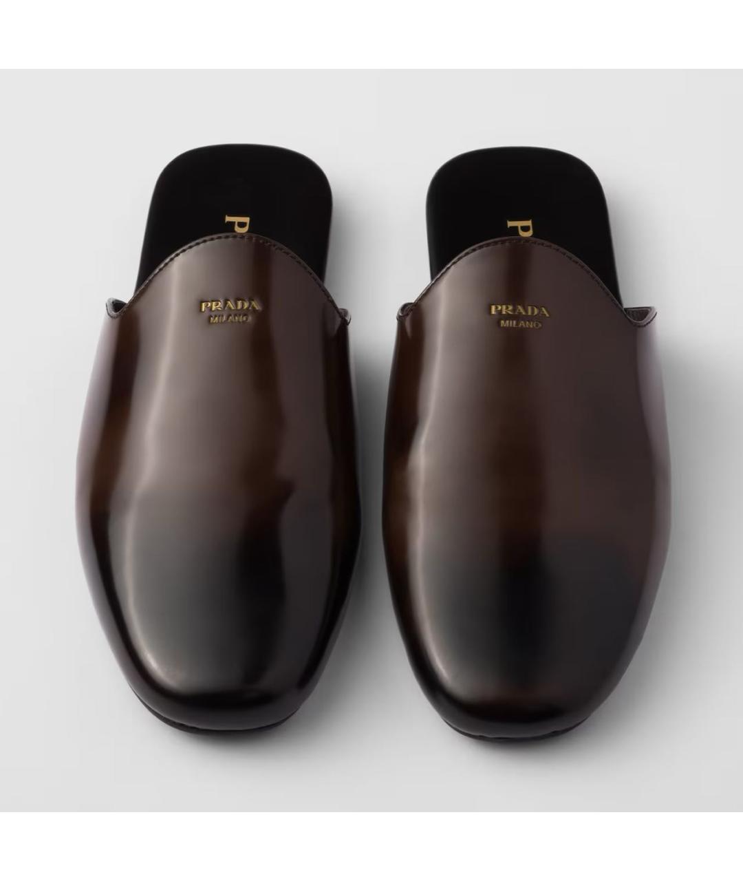 PRADA Коричневые кожаные мюли, фото 3