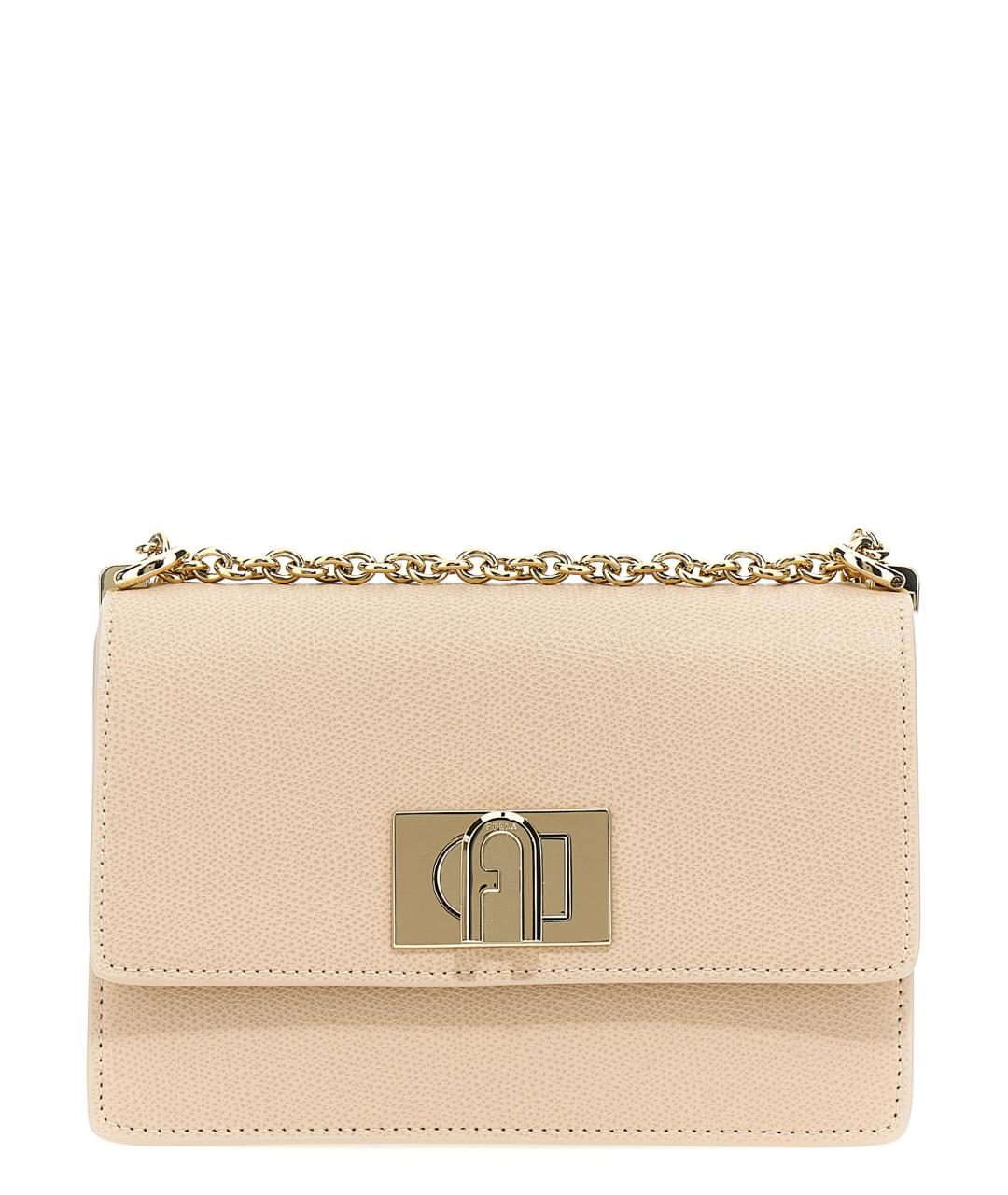 FURLA Бежевая кожаная сумка через плечо, фото 1