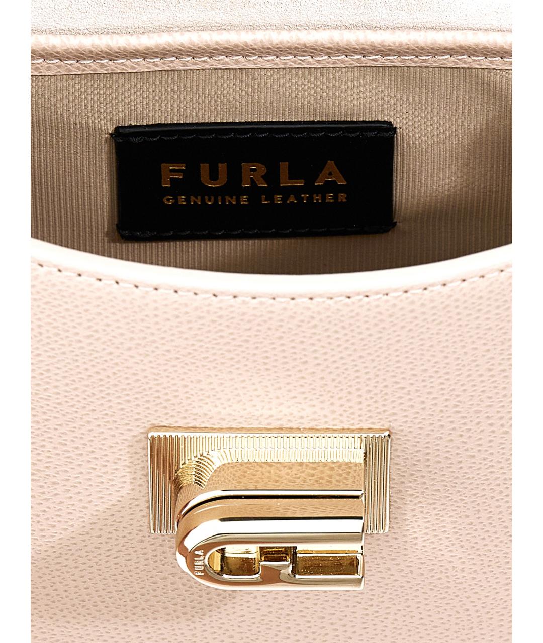 FURLA Бежевая кожаная сумка через плечо, фото 4