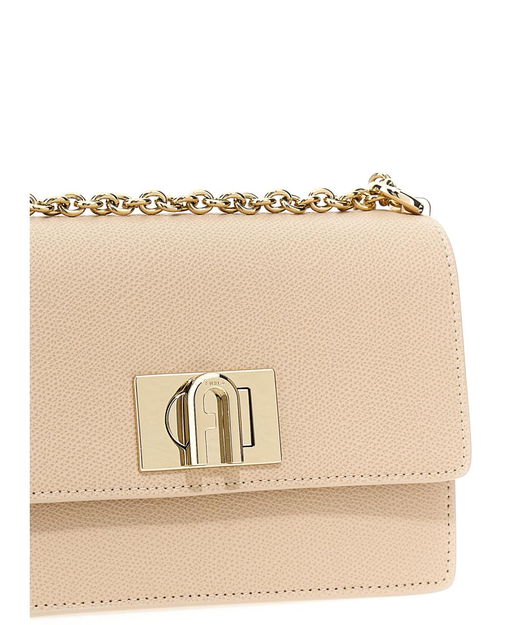 FURLA Бежевая кожаная сумка через плечо, фото 3