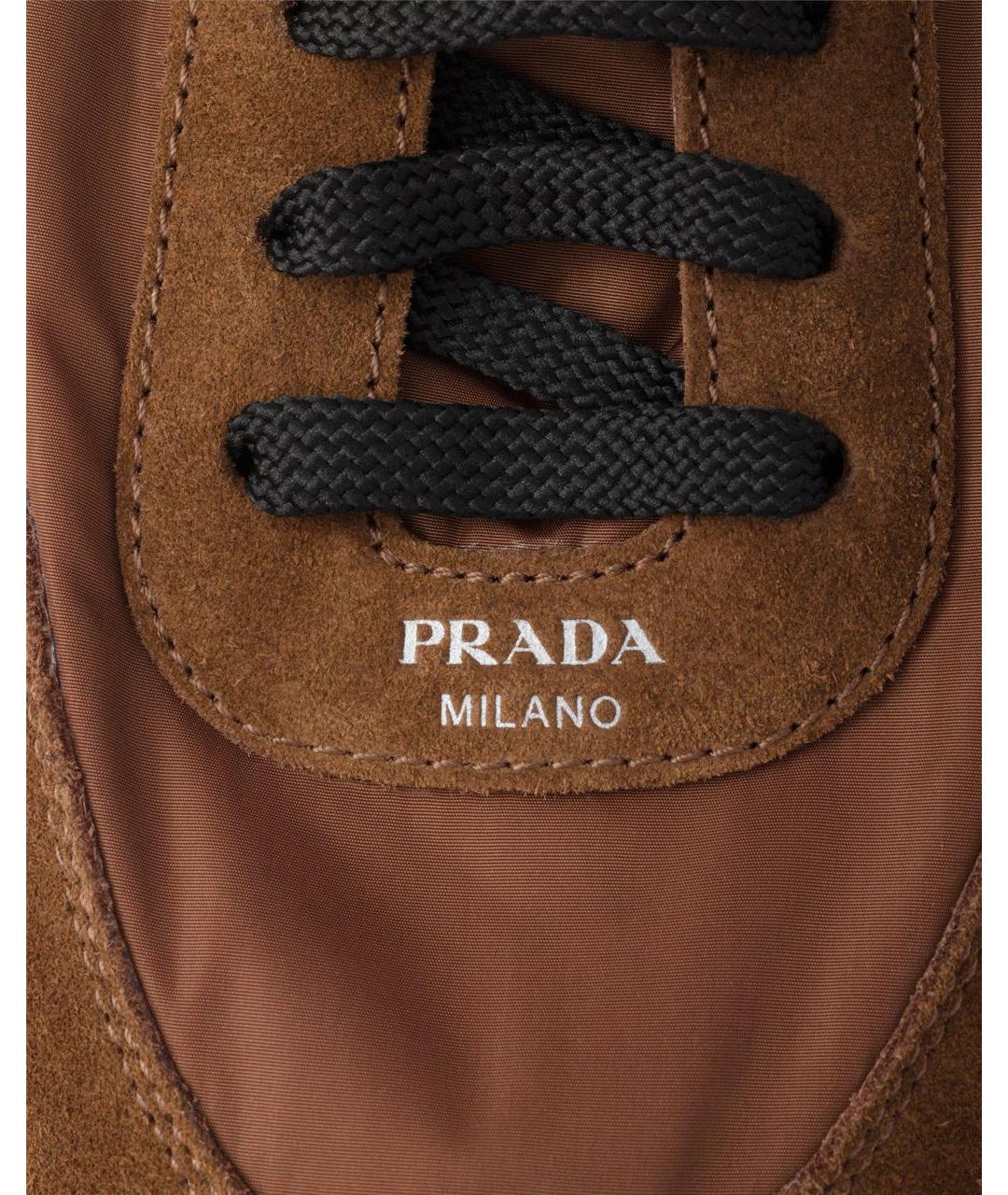 PRADA Коричневые замшевые кеды, фото 6