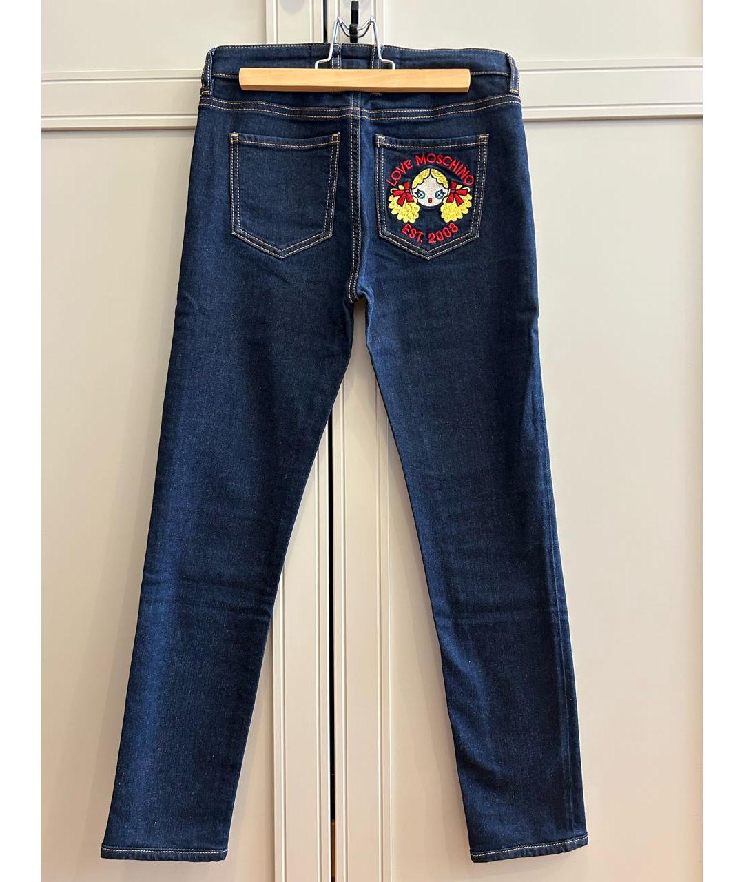 MOSCHINO Темно-синие хлопко-эластановые джинсы слим, фото 2