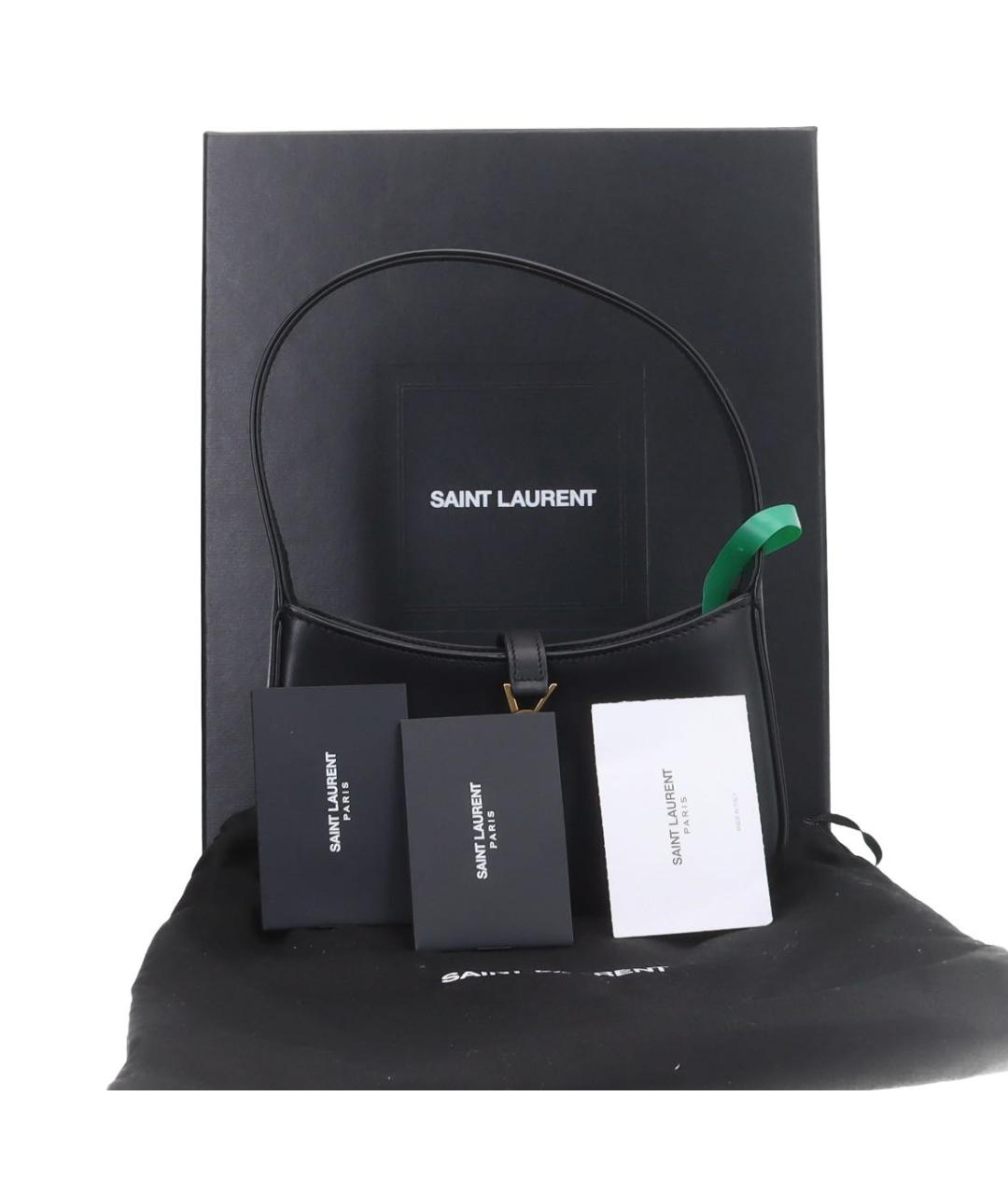 SAINT LAURENT Черная кожаная сумка через плечо, фото 2