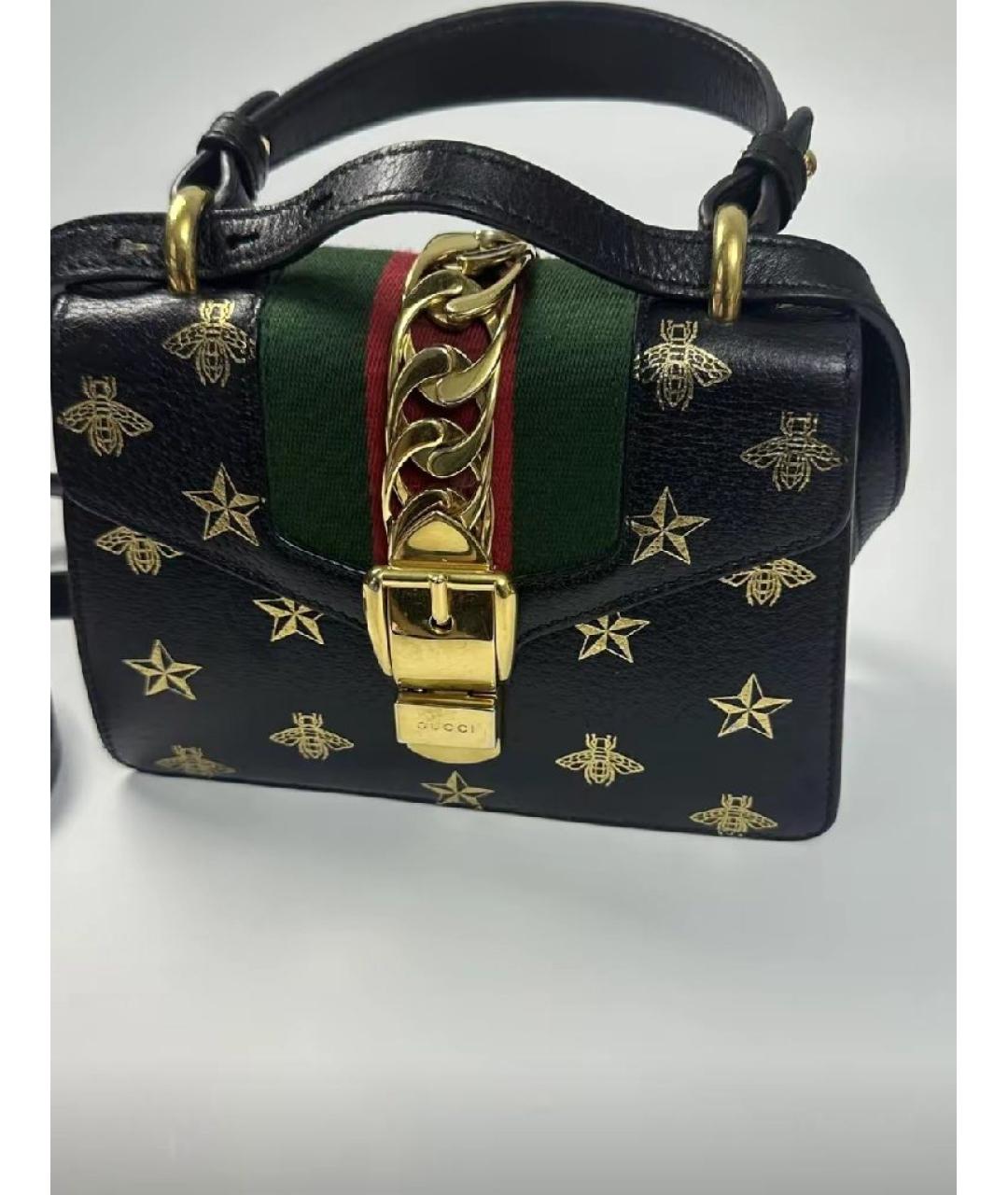 GUCCI Черная кожаная сумка с короткими ручками, фото 5