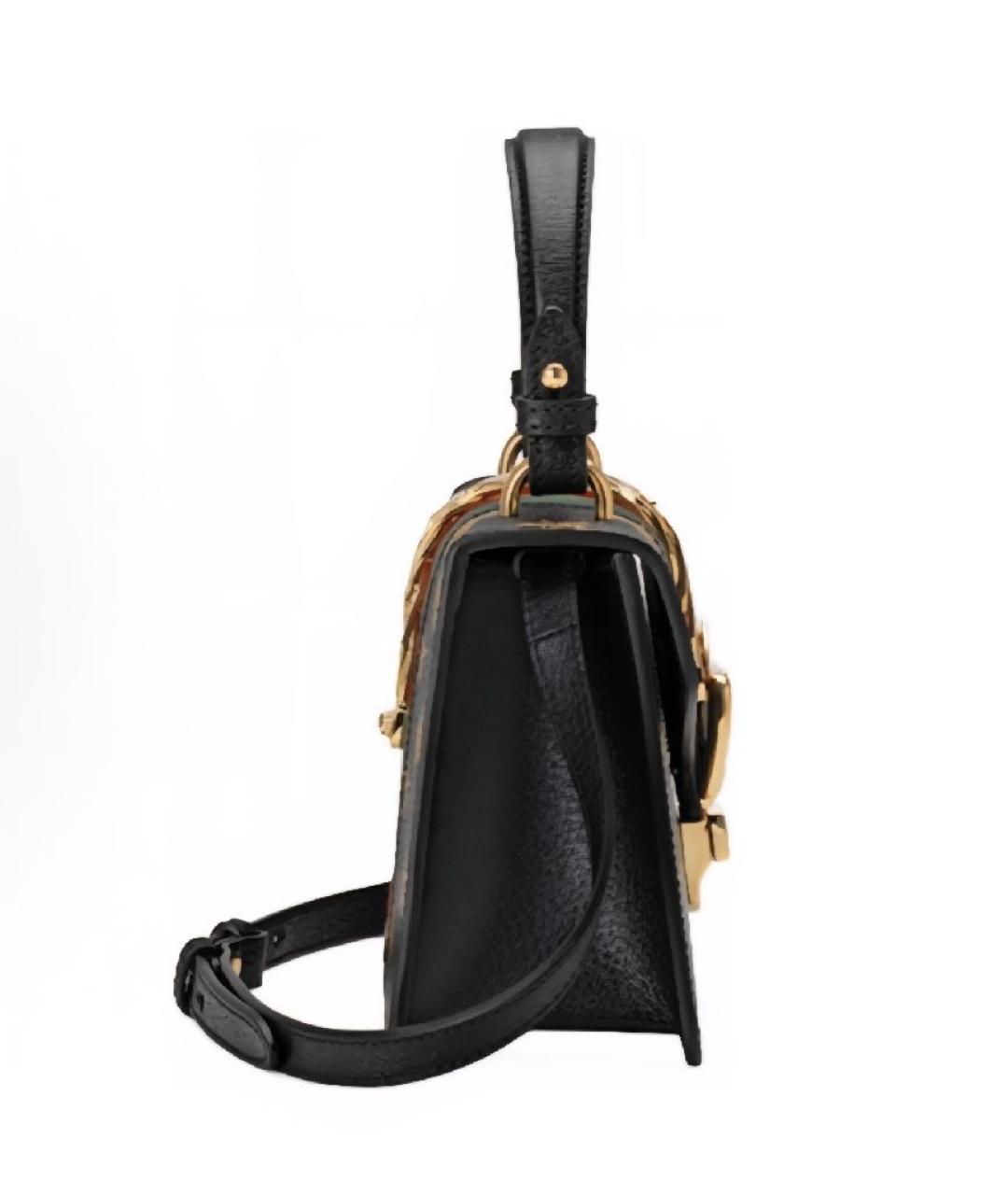 GUCCI Черная кожаная сумка с короткими ручками, фото 4