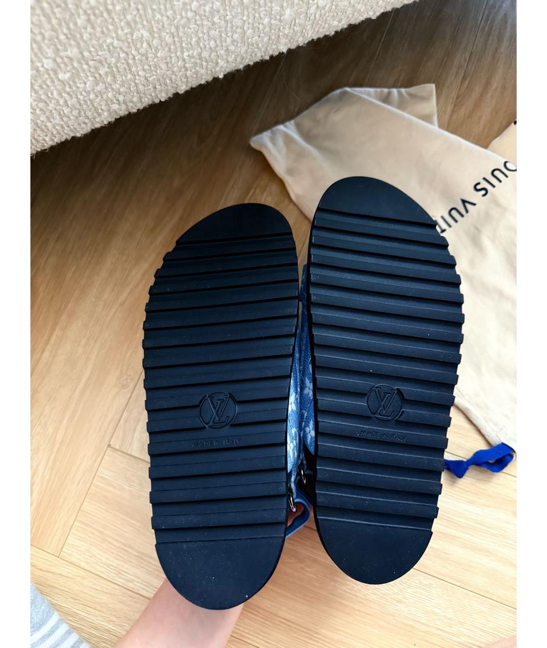 LOUIS VUITTON Голубые кожаные сандалии, фото 6