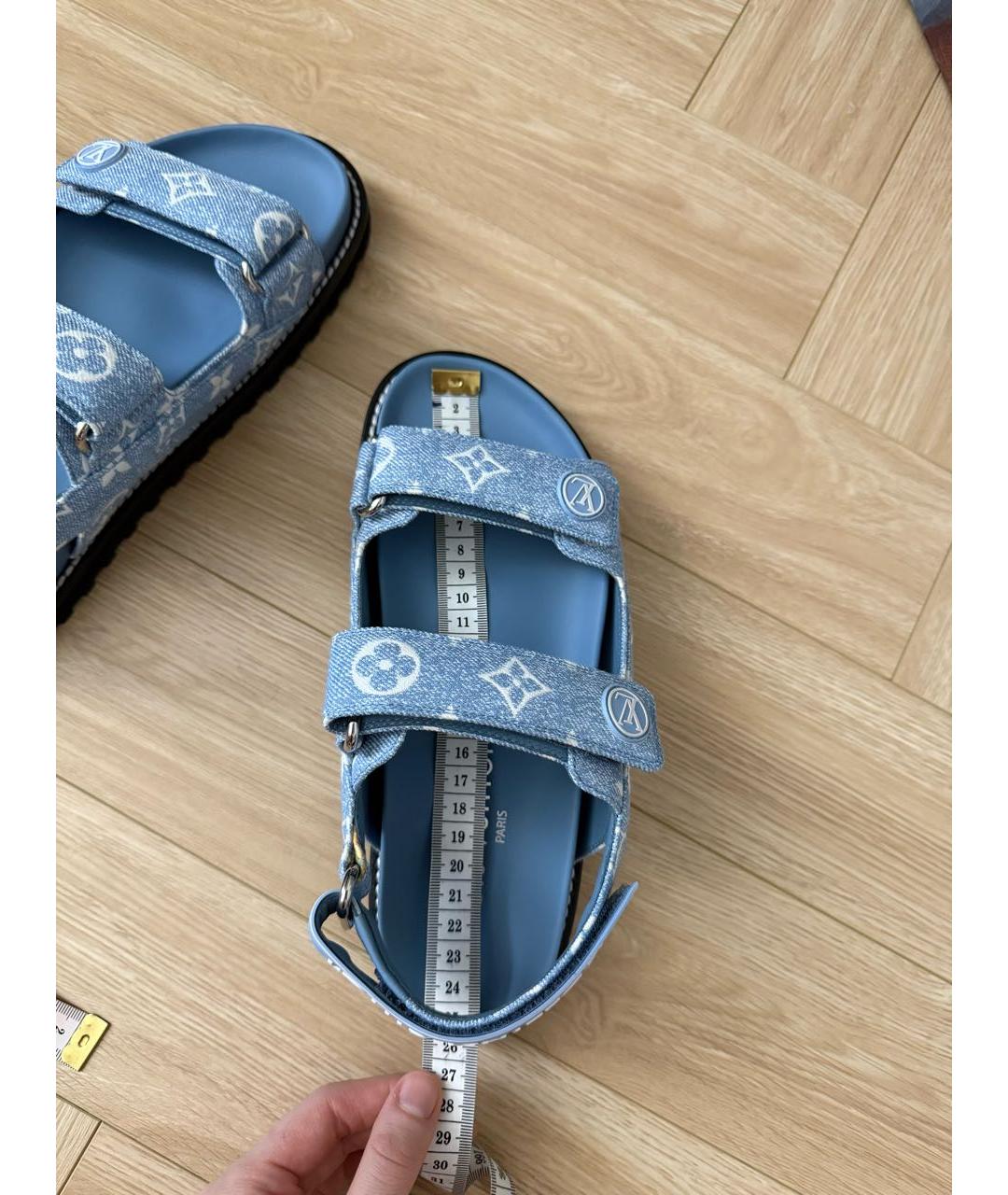 LOUIS VUITTON Голубые кожаные сандалии, фото 7