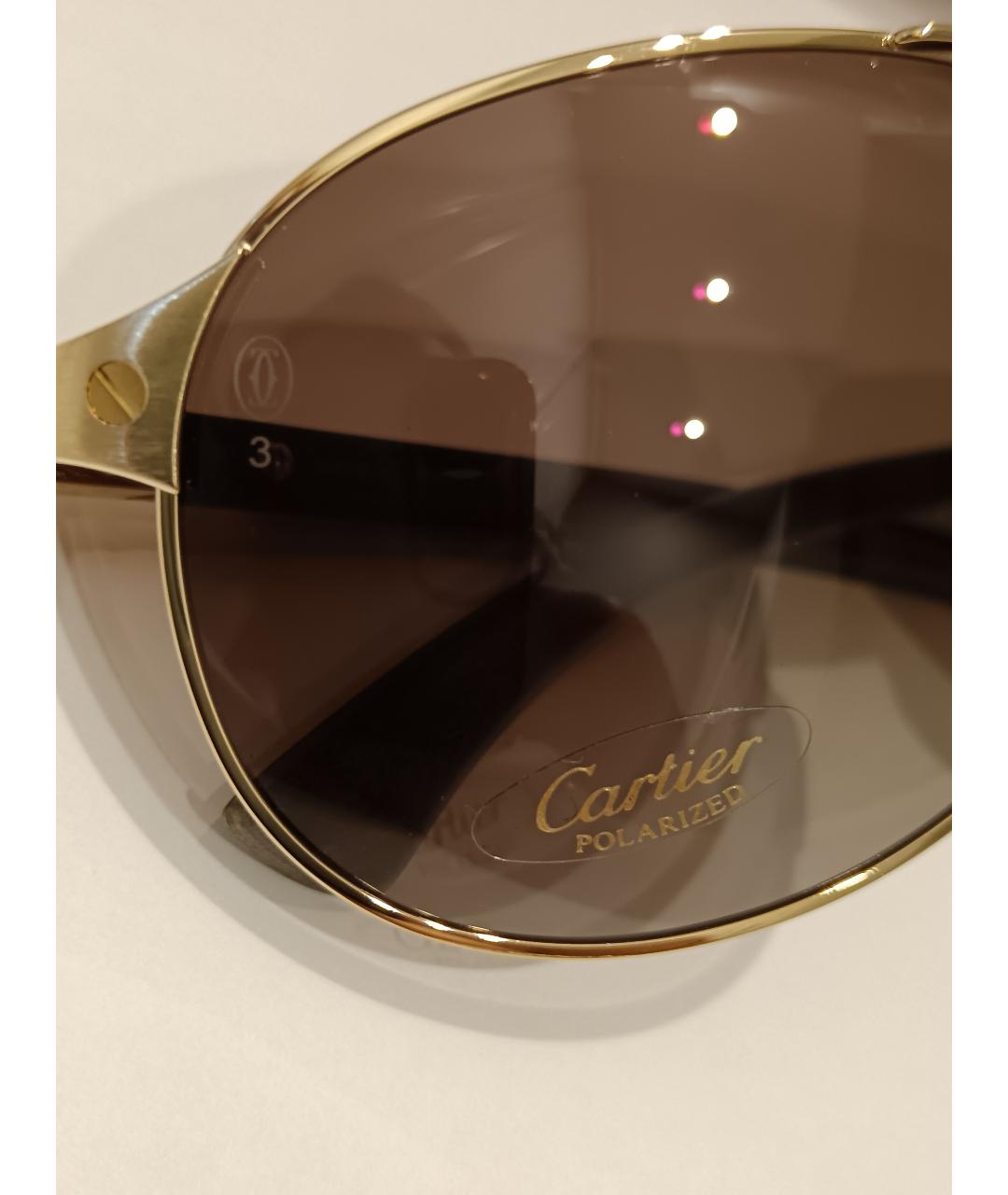 CARTIER Коричневые металлические солнцезащитные очки, фото 6