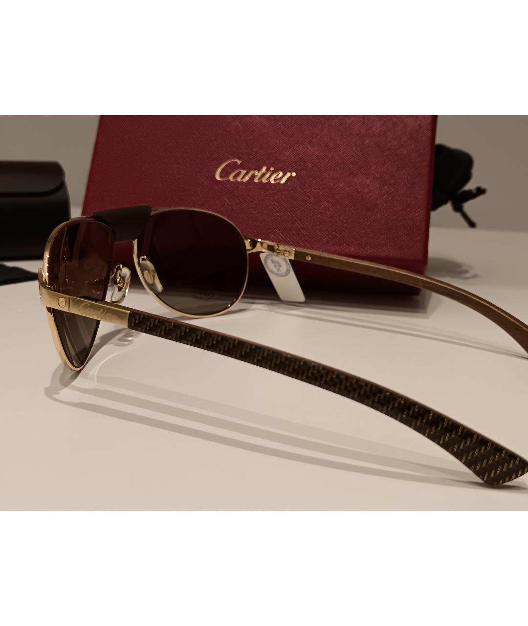 CARTIER Коричневые металлические солнцезащитные очки, фото 4