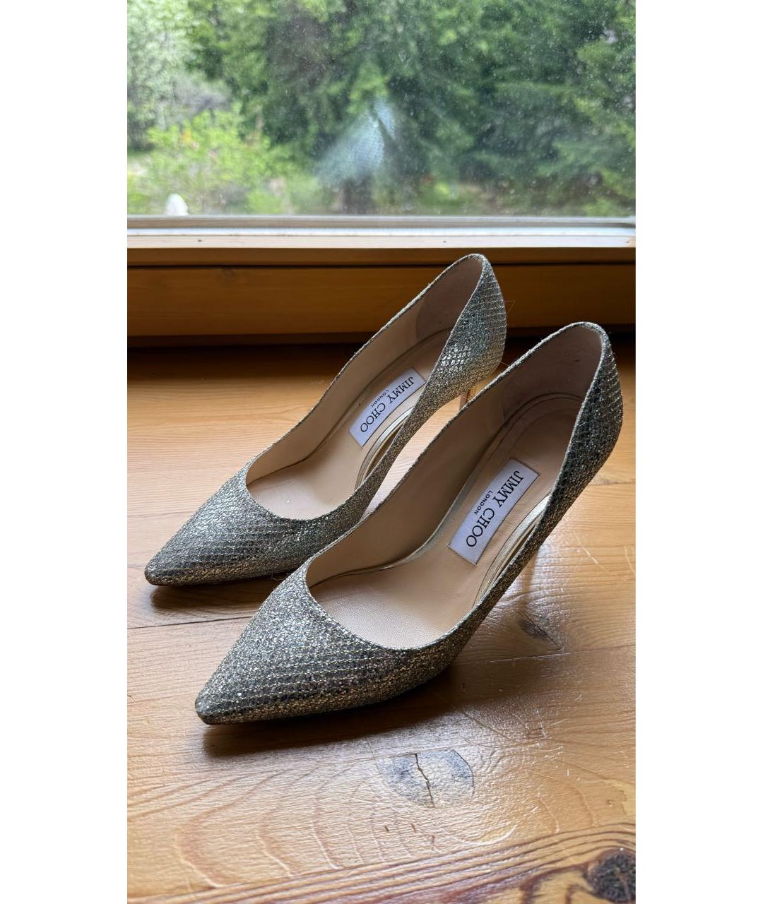 JIMMY CHOO Золотые кожаные туфли, фото 5