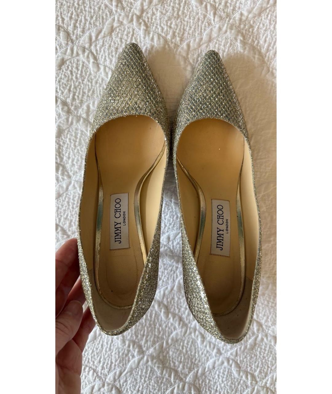 JIMMY CHOO Золотые кожаные туфли, фото 3