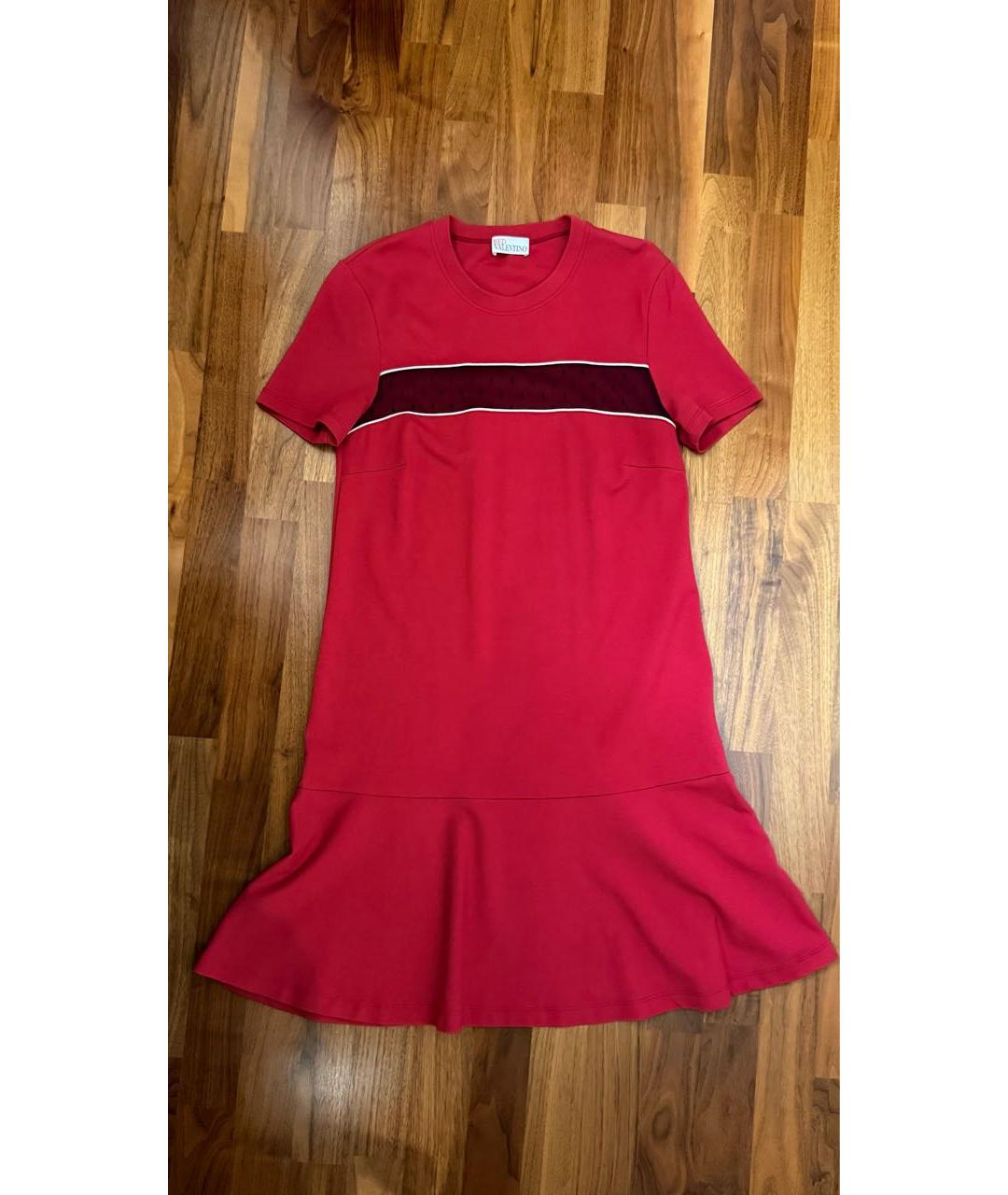 RED VALENTINO Красное хлопко-эластановое повседневное платье, фото 7