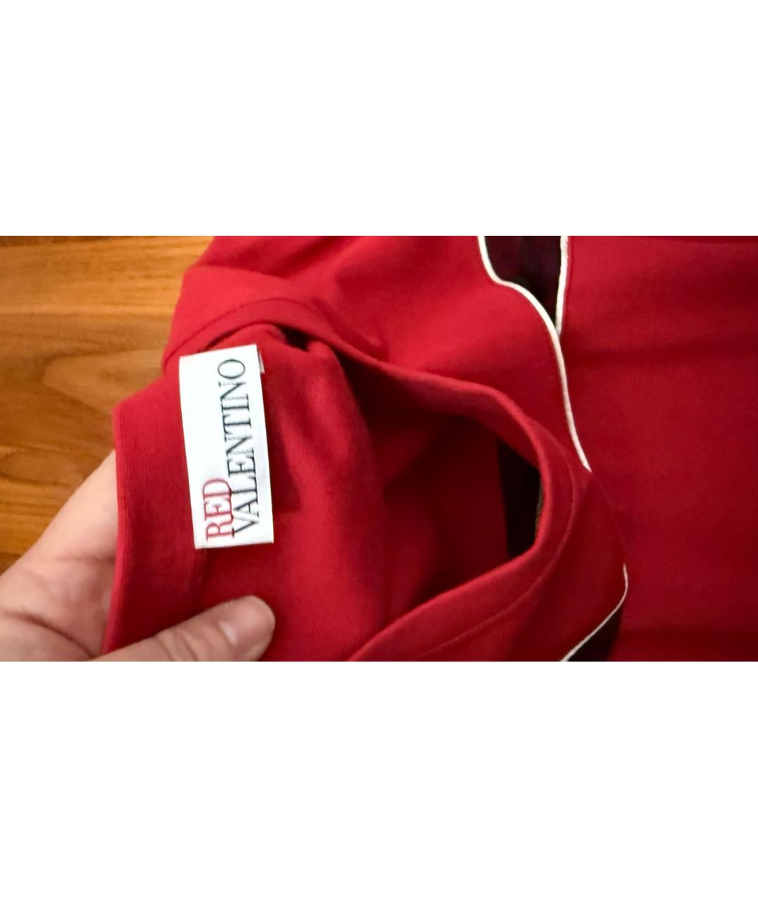 RED VALENTINO Красное хлопко-эластановое повседневное платье, фото 4
