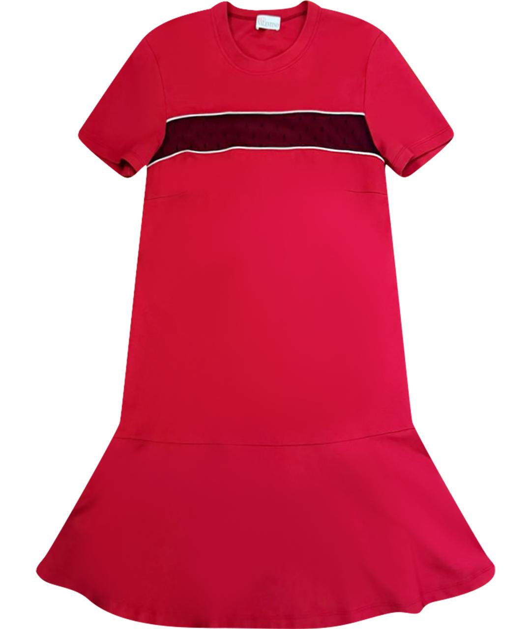 RED VALENTINO Красное хлопко-эластановое повседневное платье, фото 1