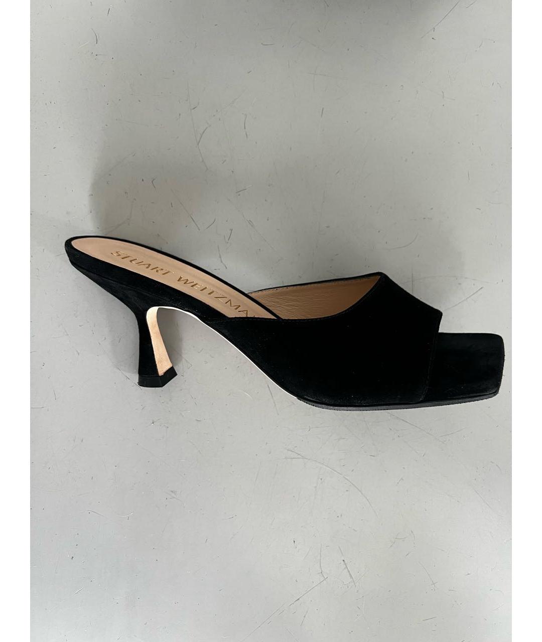 STUART WEITZMAN Черные замшевые мюли, фото 6